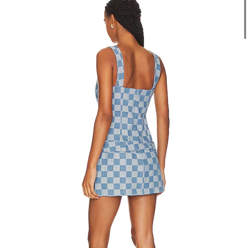 Amanda Uprichard Blue Checkered Mini Dress - Picture 3 of 6